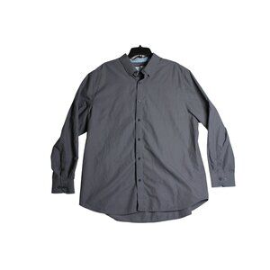 English Laundry Grey L/S Flip Cuff Button Down Dress Shirt Mens 2XL XXL Slim Fit